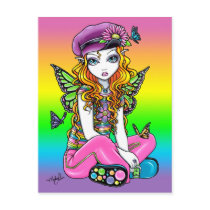 "Sunny" Cute Rainbow Butterfly Fairy Art Postcard postcards