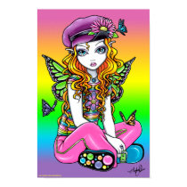 "Sunny" Cute Rainbow Butterfly Fairy Art Poster posters