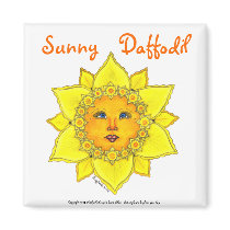 Sunny Daffodil - 2" square magnet (white) #4 by noobeegin Sunny Daffodil - 2" square magnet (white) #4