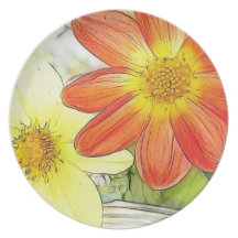 Sunny Dahlias Party Plate