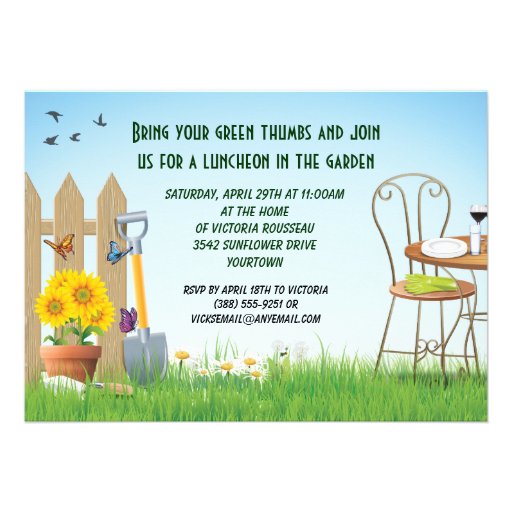 Sunny Day Garden Party Personalized Invitations