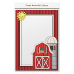 Sunny Day Red Barn Writing Paper - Kids' Stationery Design