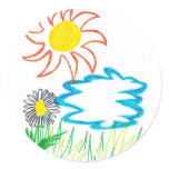 sunny day round sticker