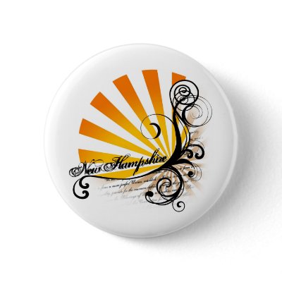 Sunny Floral Graphic New Hampshire Button by MugUSA