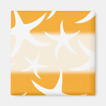 Sunny Orange and White Starfish Pattern. Fridge Magnet