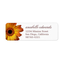 Sunny Orange gerbera daisy flower return address labels