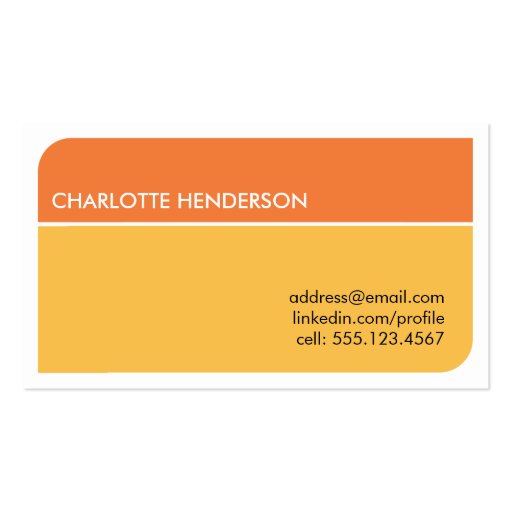 Sunny orange smart student employment resume card business card templates (front side)