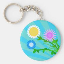 Sunny Spring Flowers Keychain