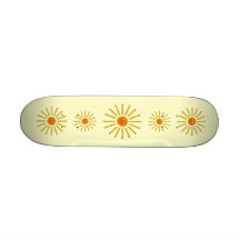 Sunny Summer Sun. Yellow on Cream. Skateboard Decks