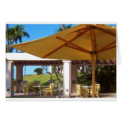 Sunny Umbrellas at Manele Bay, Hawaii Card by Rebecca_Reeder