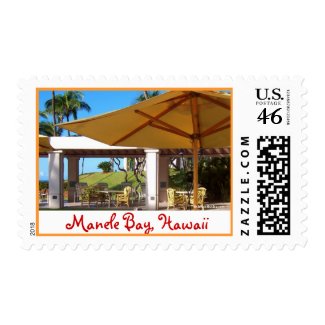 Sunny Umbrellas at Manele Bay, Hawaii stamp