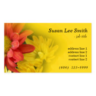 sunny yellow floral business cards. Daisy flowers