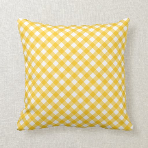 Sunny yellow gingham pattern checkered checkers pillows