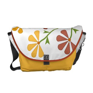 Sunny Yellow Messenger Bag with Folk Art Flowers