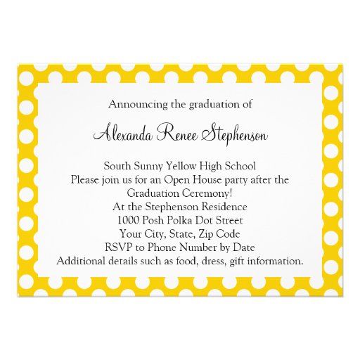 Sunny Yellow Polka Dot Graduation/Party Invites