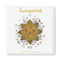 Sunnycomb - 2" Square Magnet (white)
