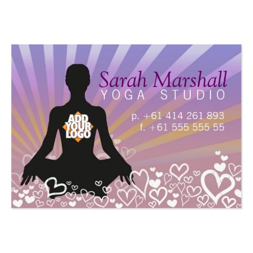 Sunrays Yoga Silhouette with Logo Business Card (front side)