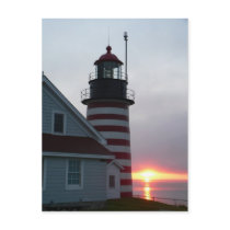 Sunrise at West Quoddy Head Lighthouse Postcard by hopefulone Sunrise at West Quoddy Head Lighthouse Postcard