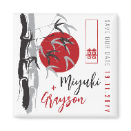 Sunrise Bamboo Garden Zen Save The Date Magnet magnet