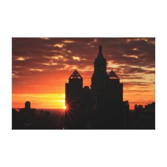 Sunrise behind Con Ed Clock Tower Union Sq NYC 001 Canvas Prints