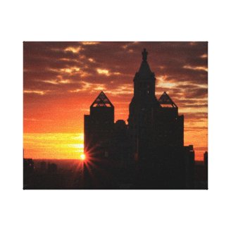 Sunrise behind Con Ed Clock Tower Union Sq NYC 001 Canvas Prints