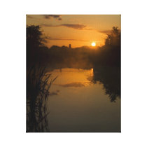 Sunrise by a lake gallery wrap canvas