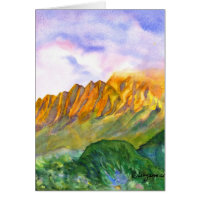 Sunrise Cliffs Kauai Watercolor Card