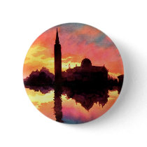 "Sunrise Giudecca" Cityscape Watercolor buttons