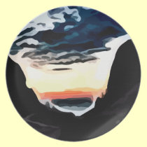 Sunrise in mountains painting plates