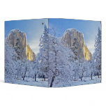 Sunrise light hits El Capitan through snowy binders