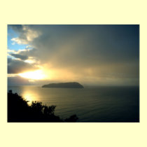 Sunrise Misty Calm Ocean Mt Paku New Zealand posters