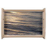 Sunrise on Ocean Waters Blue Abstract Photography Serving Tray