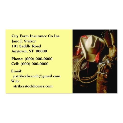 SUNRISE ON WESTERN GEAR BUSINESS CARDS COWBOY HAT (front side)