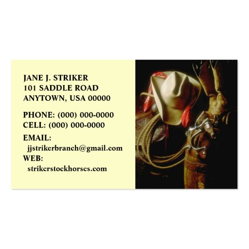 SUNRISE ON WESTERN GEAR BUSINESS CARDS COWBOY HAT (front side)
