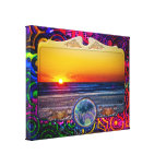 Sunrise Over Atlantic Ocean in Unique Frame Stretched Canvas Print