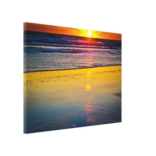 Sunrise over Ocean & Reflected on Beach Gallery Wrap Canvas
