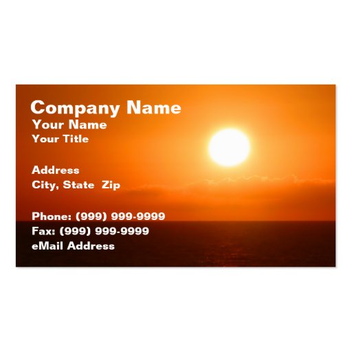 Sunrise Over Ocean Water Business Card (front side)