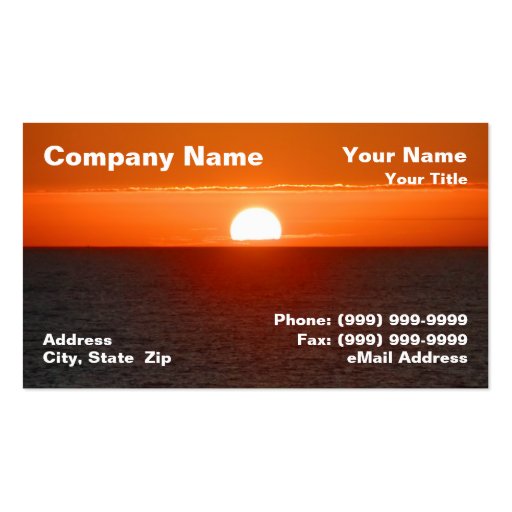 Sunrise Over Ocean Water Business Card Template (front side)
