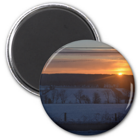 Sunrise over snow fridge magnet