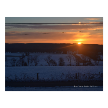 Sunrise over snow post cards