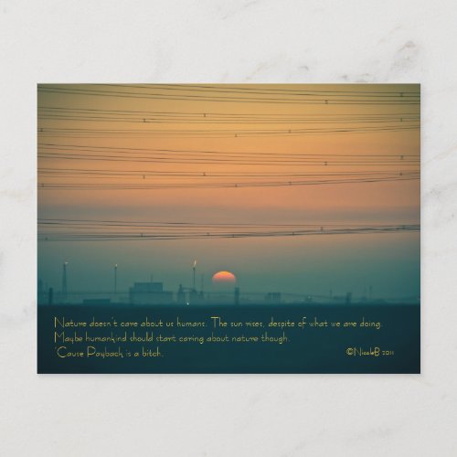 Sunrise over the Kuwait refineries postcard