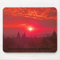 Sunrise over the Plain of Temples in Bagan, Burma mousepads