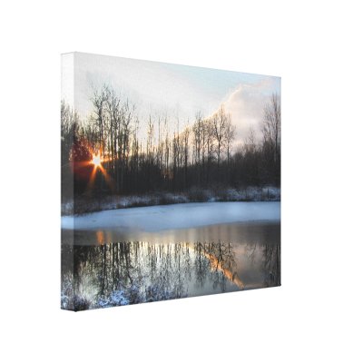 Sunrise Pond in Upstate New York Stretched Canvas Print