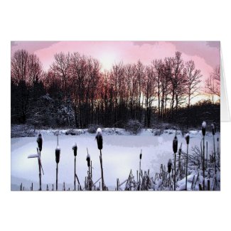 Sunrise Pond Seasons Greetings Card