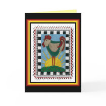 Sunrise Rooster - greeting card by folkartblonde Sunrise Rooster - greeting card