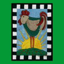 Sunrise Rooster - morning rooster print posters