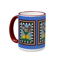 Sunrise Rooster - mug of morning sunshine by folkartblonde Sunrise Rooster - mug of morning sunshine