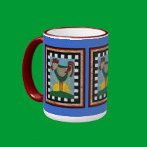 Sunrise Rooster - mug of morning sunshine by folkartblonde Sunrise Rooster - mug of morning sunshine