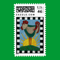 Sunrise Rooster - postage stamp