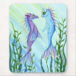 Sunrise Swim, Sea Dragon & Mermaid Cat Fantasy Art mousepads